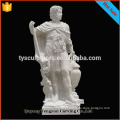 Hot sale 30 years factory directly supplied travertine antique greek warrior stone figure statue westerner for decoration